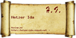 Hetzer Ida névjegykártya